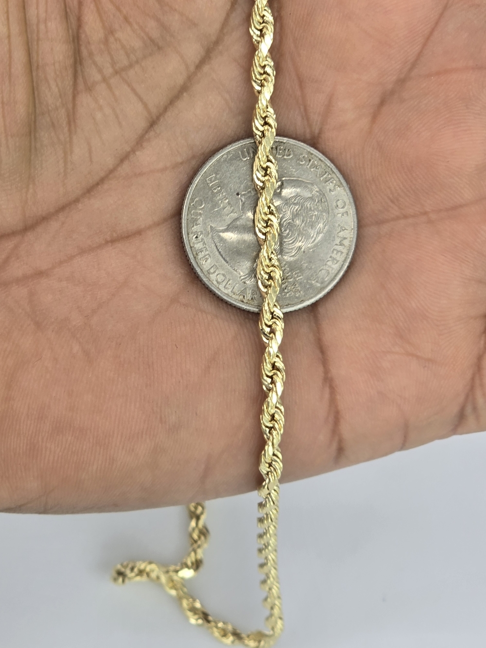 10k Real Gold Rope Chain 3.3mm 20 Inches - Picture 3 of 9
